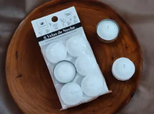 VELAS DE NOCHE X6 CON PORTAVELA