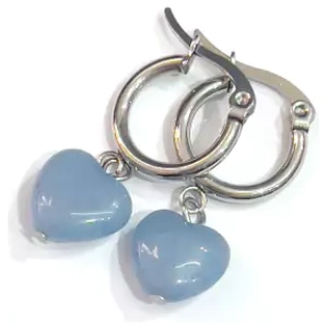 ARITOS CORAZON CUARZO AZUL