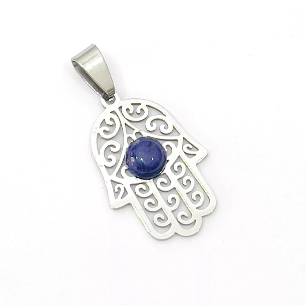 SKU 17.816 MANO DE HAMSA DE ACERO Y LAPISLAZULI