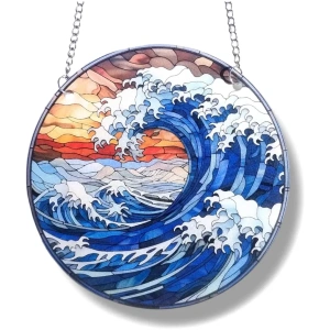 COLGANTE PLANO OLAS DE MAR ACRILICO IMPRESO 15 CM