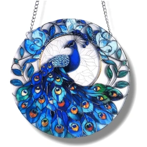 COLGANTE PLANO PAVO REAL ACRILICO IMPRESO 15 CM
