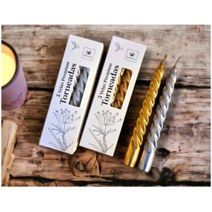 3 VELAS PLATA PREMIUM TORNEADAS 20 CM