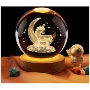 LAMPARA UNICORNIO LUNAR ESFERA DE CRISTAL 6CM