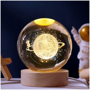 LAMPARA SATURNO Y NIÑA ESFERA DE CRISTAL 6CM