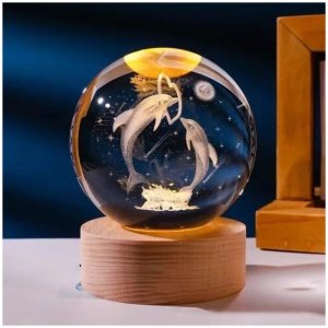 LAMPARA DELFINES ESFERA DE CRISTAL 6CM