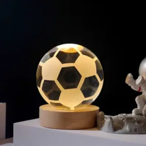 LAMPARA PELOTA FUTBOL ESFERA DE CRISTAL 6CM