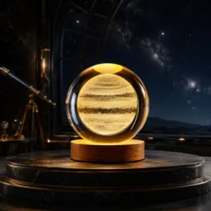 LAMPARA GIRATORIA LUNA LLENA ESFERA DE CRISTAL 6CM