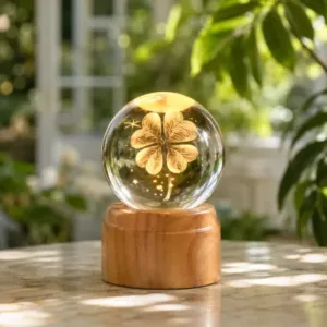 LAMPARA GIRATORIA TREBOL ESFERA DE CRISTAL 6CM