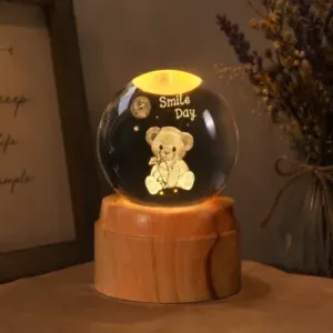 LAMPARA GIRATORIA OSITO SMILE ESFERA DE CRISTAL 6CM