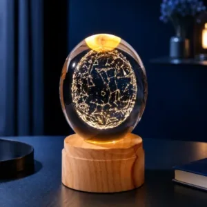 LAMPARA GIRATORIA CONSTELACIONES ESFERA DE CRISTAL 6CM
