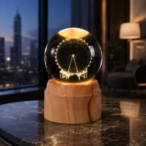 LAMPARA GIRATORIA MONTAÑA RUSA ESFERA DE CRISTAL 6CM