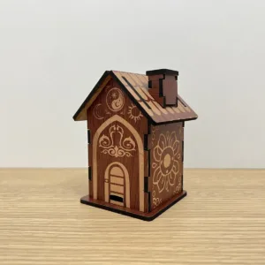 CASITA MINI GRABADO PORTA CONO (SIMIL MADERA)