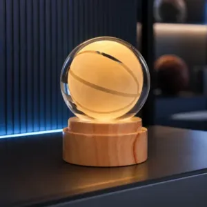 LAMPARA GIRATORIA PELOTA BASQUET ESFERA DE CRISTAL 6CM