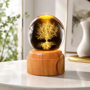 LAMPARA GIRATORIA ARBOL ESFERA DE CRISTAL 6CM