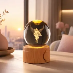 LAMPARA GIRATORIA ANGEL ESFERA DE CRISTAL 6CM