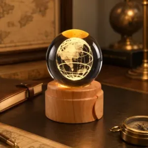 LAMPARA GIRATORIA GLOBO TERRAQUEO ESFERA DE CRISTAL 6CM